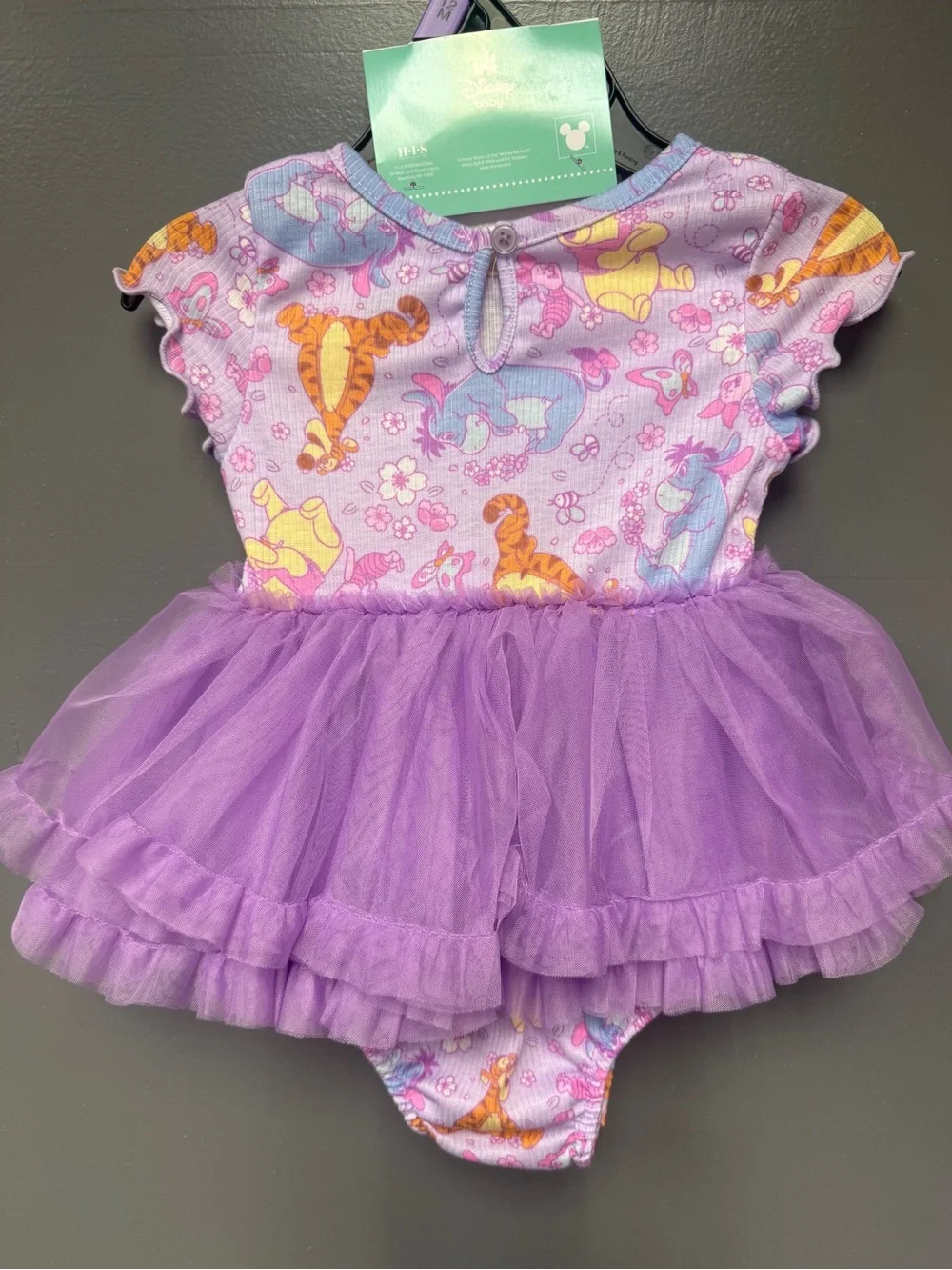 NWT Disney Baby Winnie the Pooh Tutu Dress Bodysuit – Purple – 12M